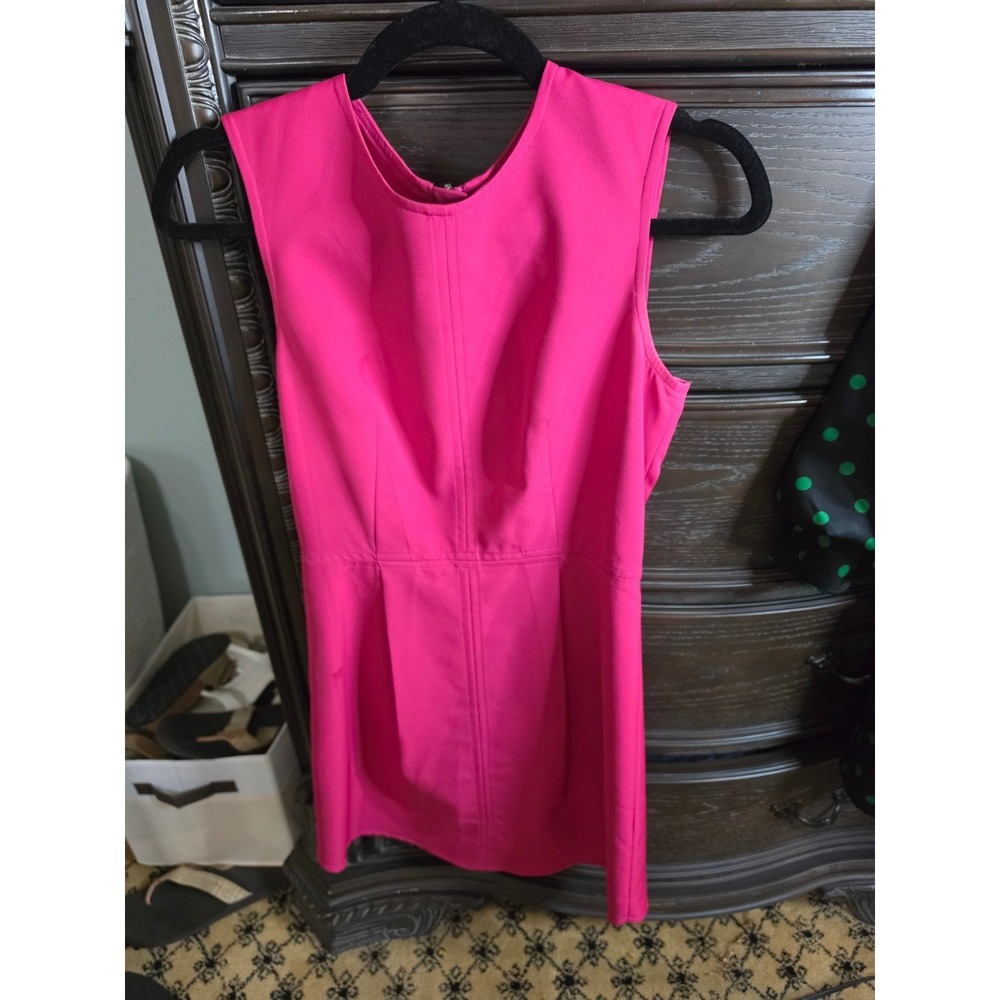 Pink Martini Sleeveless Mini Dress Hot Pink Exposed Back Zipper Pleated XS